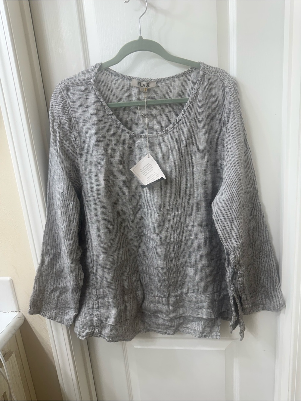 NWT Large Flax Lightweight Gray Linen Scoop Neck Tunic